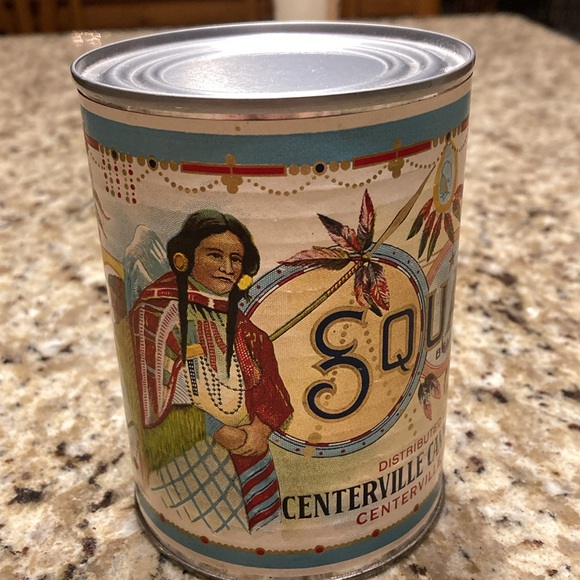 Native American tin can vintage looking peas can / rustic decor - Picture 2 of 3